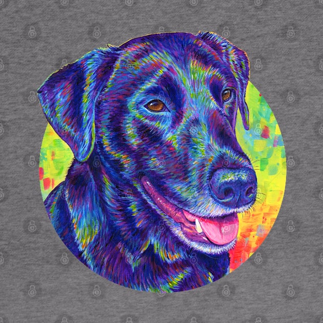 Psychedelic Rainbow Black Labrador Retriever by rebeccawangart